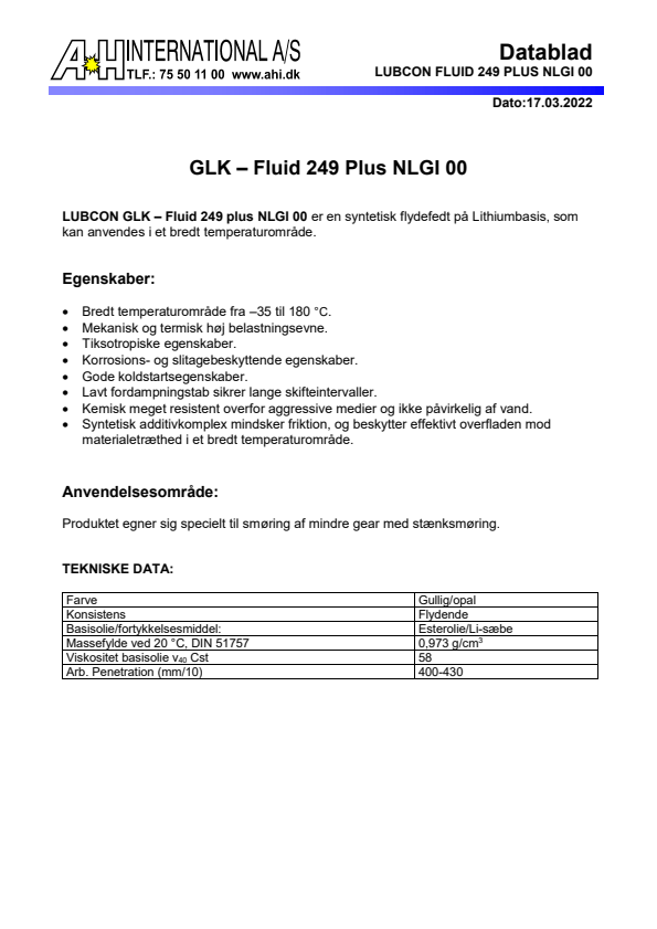 

GLK Fluid 249 Plus NLGI 00

